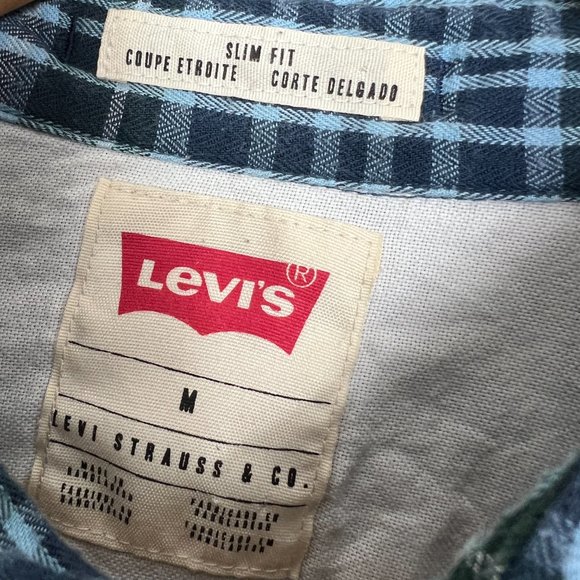 LEVIS SAWTOOTH CHECKED long sleeve mens blue SHIRT - Picture 3 of 6